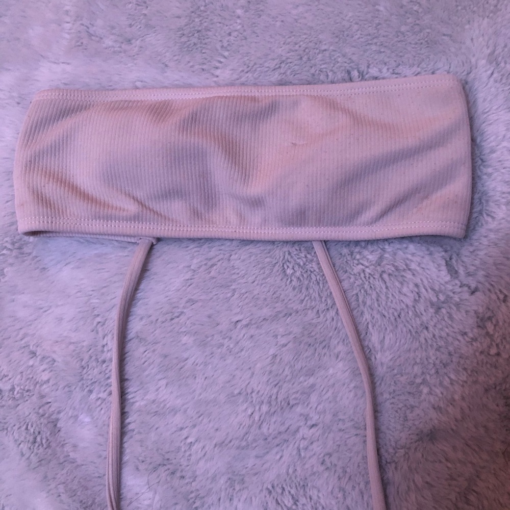 White Strapless Bathing Suit Top